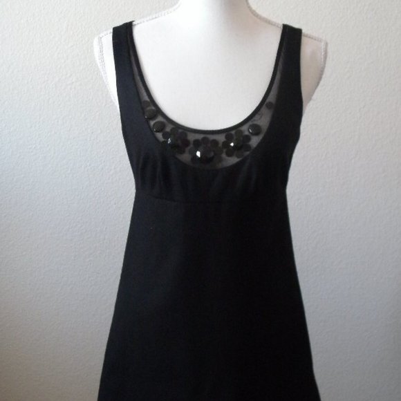Rebecca Taylor Size 2 Beaded Black Mini Dress Zipper In Back U Shape Ne… - Picture 1 of 7